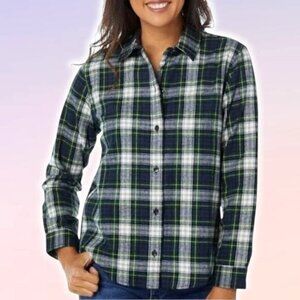 NWT L.L.BEAN Women's Scotch Plaid Flannel Shirt Womens Size XS PETITE